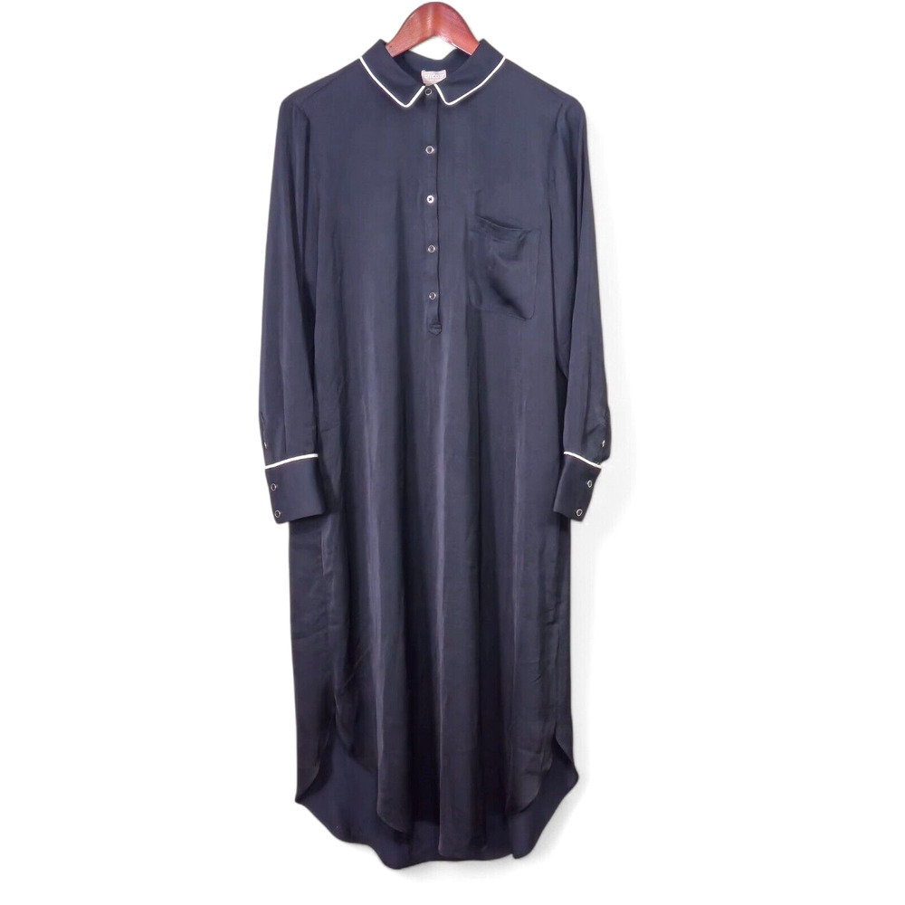 Chico's Black Label Shirt Dress Size M Black Minimalist Archival Workwear NWT